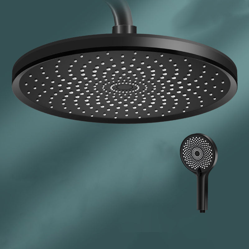 Round Dual Shower Head H2O Kinetic Technology Adjustable Shower Head 10" Black Top Spray & Shower Clearhalo 'Bathroom Remodel & Bathroom Fixtures' 'Home Improvement' 'home_improvement' 'home_improvement_shower_heads' 'Shower Heads' 'shower_heads' 'Showers & Bathtubs Plumbing' 'Showers & Bathtubs' 6773375