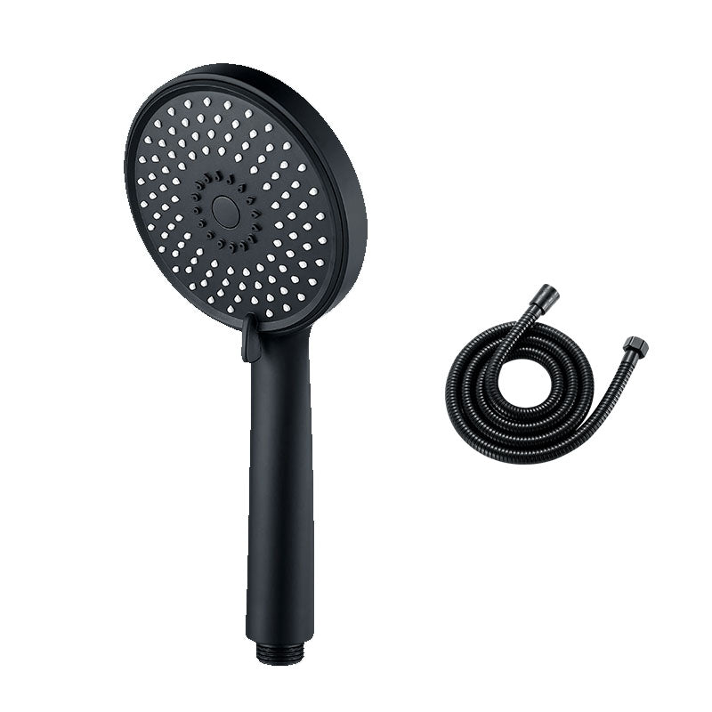 Round Handheld Shower Head Self-Cleaning Wall-Mount Shower Head Black Shower Head with Hose Clearhalo 'Bathroom Remodel & Bathroom Fixtures' 'Home Improvement' 'home_improvement' 'home_improvement_shower_heads' 'Shower Heads' 'shower_heads' 'Showers & Bathtubs Plumbing' 'Showers & Bathtubs' 6773477