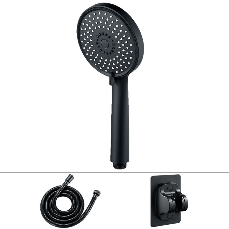 Round Handheld Shower Head Self-Cleaning Wall-Mount Shower Head Black Shower Heads with Holder and Hose Clearhalo 'Bathroom Remodel & Bathroom Fixtures' 'Home Improvement' 'home_improvement' 'home_improvement_shower_heads' 'Shower Heads' 'shower_heads' 'Showers & Bathtubs Plumbing' 'Showers & Bathtubs' 6773481