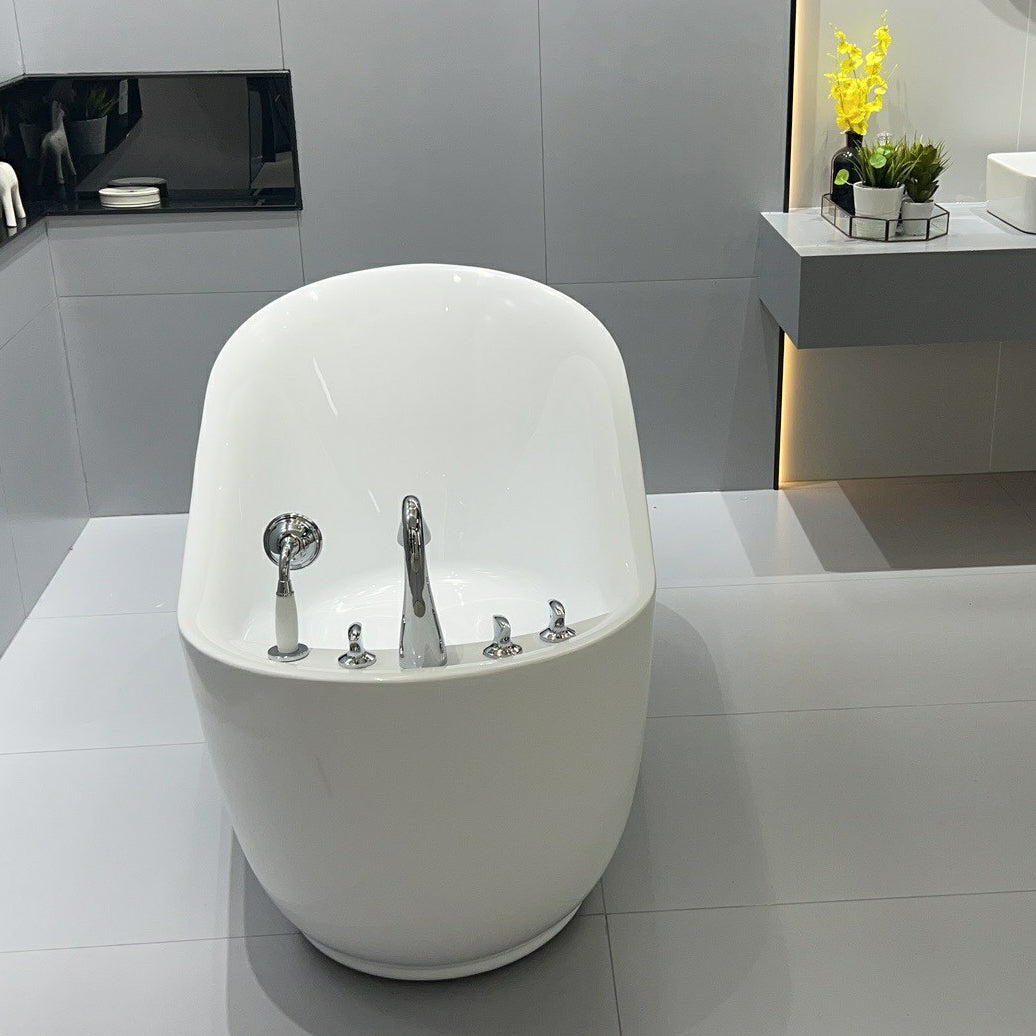 Acrylic Soaking Bathtub White Freestanding Bath for Bathroom 55.1"L x 29.5"W x 29.5"H Tub with Deck Faucets Clearhalo 'Bathroom Remodel & Bathroom Fixtures' 'Bathtubs' 'Home Improvement' 'home_improvement' 'home_improvement_bathtubs' 'Showers & Bathtubs' 6773974