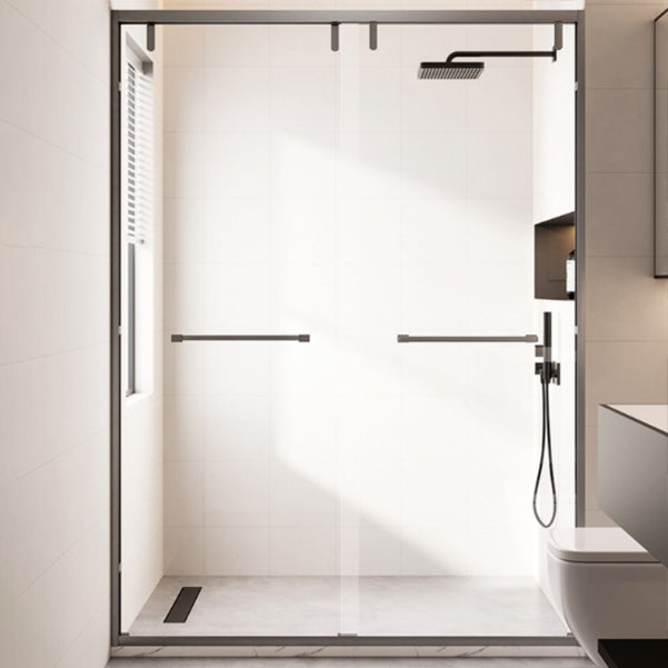 Simple In-line Shower Door Glass and Metal Bathroom Shower Bath Door Clearhalo 'Bathroom Remodel & Bathroom Fixtures' 'Home Improvement' 'home_improvement' 'home_improvement_shower_tub_doors' 'Shower and Tub Doors' 'shower_tub_doors' 'Showers & Bathtubs' 6776792