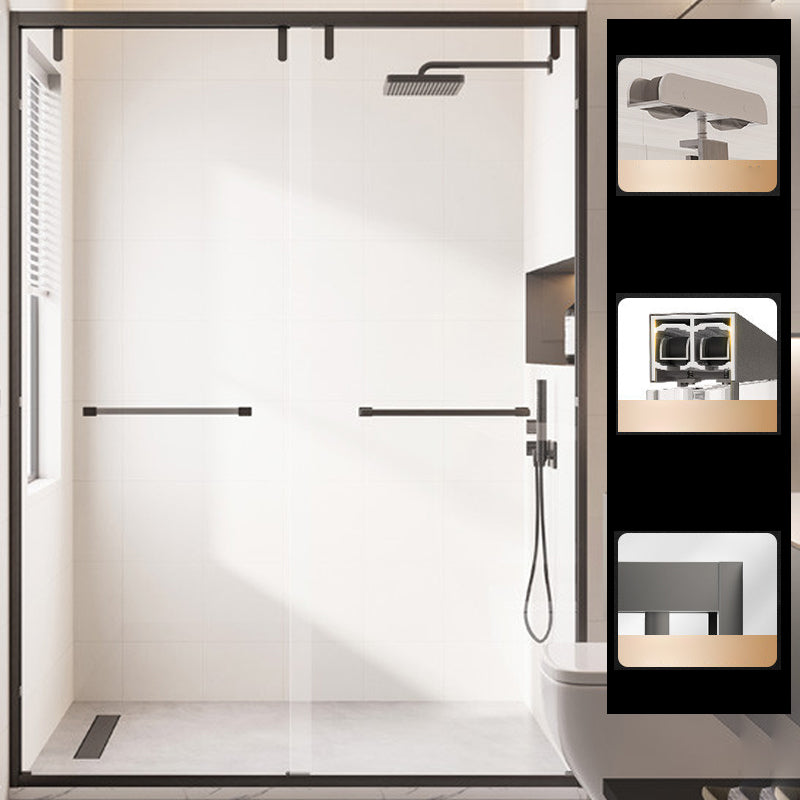 Simple In-line Shower Door Glass and Metal Bathroom Shower Bath Door Black Clearhalo 'Bathroom Remodel & Bathroom Fixtures' 'Home Improvement' 'home_improvement' 'home_improvement_shower_tub_doors' 'Shower and Tub Doors' 'shower_tub_doors' 'Showers & Bathtubs' 6776794