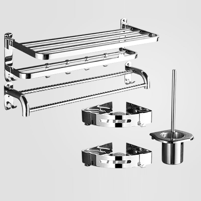 Modern Stainless Steel Bath Hardware Set Sliver Bathroom Accessory Kit 5-Piece Set (Towel Bar) Clearhalo 'Bathroom Hardware Sets' 'Bathroom Hardware' 'Bathroom Remodel & Bathroom Fixtures' 'bathroom_hardware_sets' 'Home Improvement' 'home_improvement' 'home_improvement_bathroom_hardware_sets' 6778091