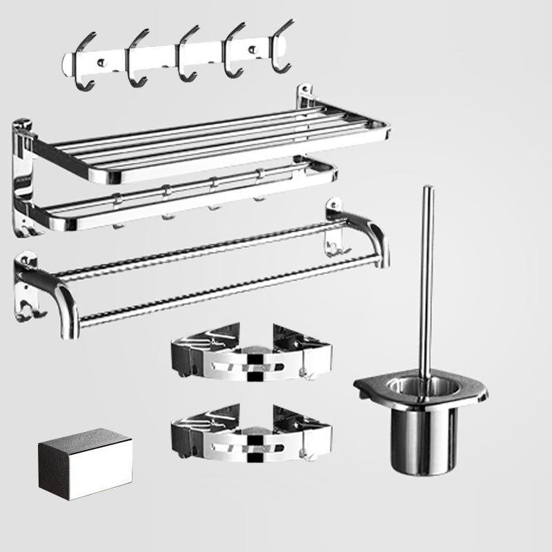 Modern Stainless Steel Bath Hardware Set Sliver Bathroom Accessory Kit 7-Piece Set (Toilet Brush) Clearhalo 'Bathroom Hardware Sets' 'Bathroom Hardware' 'Bathroom Remodel & Bathroom Fixtures' 'bathroom_hardware_sets' 'Home Improvement' 'home_improvement' 'home_improvement_bathroom_hardware_sets' 6778094