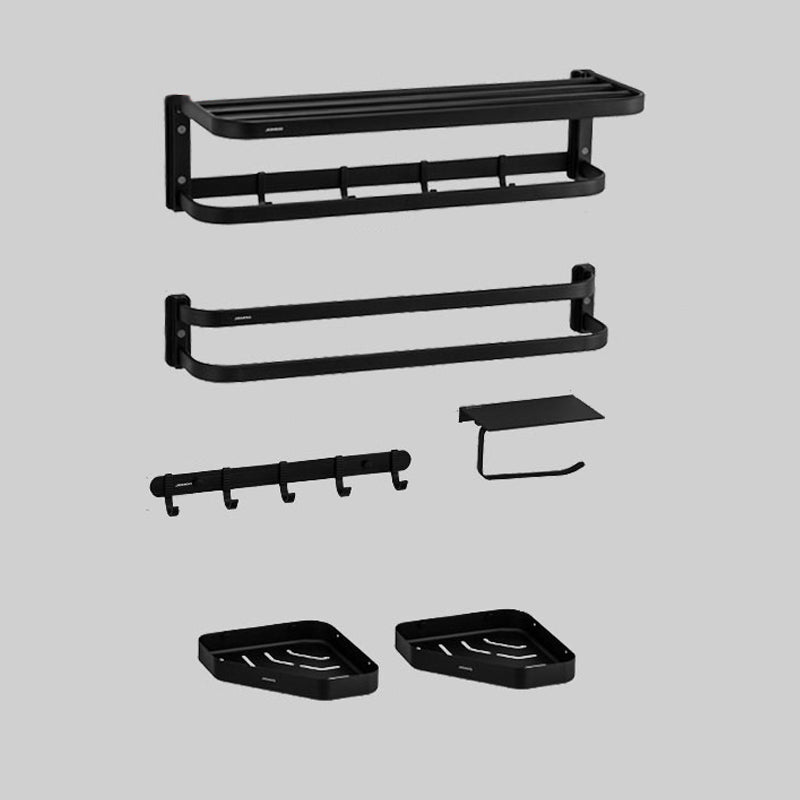 6-Piece Modern Bathroom Accessory Set Metal Bathroom Hardware Set Black 6-Piece Set Clearhalo 'Bathroom Hardware Sets' 'Bathroom Hardware' 'Bathroom Remodel & Bathroom Fixtures' 'bathroom_hardware_sets' 'Home Improvement' 'home_improvement' 'home_improvement_bathroom_hardware_sets' 6778102