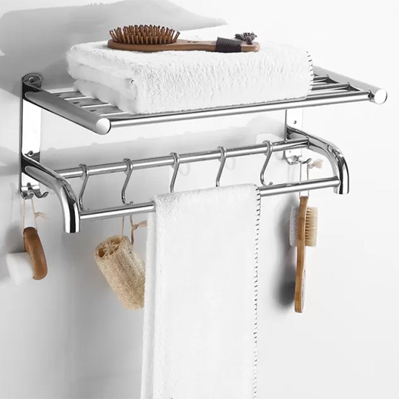 Modern Bathroom Accessory Kit Stainless Steel Bath Shelf Bathroom Set Towel Rack (20"L) Clearhalo 'Bathroom Hardware Sets' 'Bathroom Hardware' 'Bathroom Remodel & Bathroom Fixtures' 'bathroom_hardware_sets' 'Home Improvement' 'home_improvement' 'home_improvement_bathroom_hardware_sets' 6778119