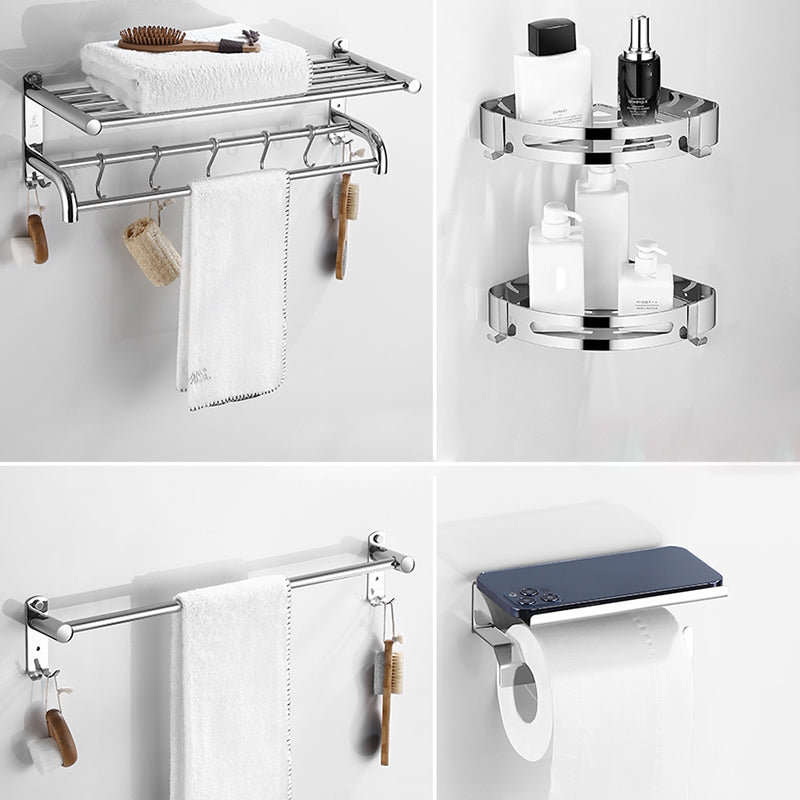 Modern Bathroom Accessory Kit Stainless Steel Bath Shelf Bathroom Set 5-Piece Set (Toilet Paper Holder) Clearhalo 'Bathroom Hardware Sets' 'Bathroom Hardware' 'Bathroom Remodel & Bathroom Fixtures' 'bathroom_hardware_sets' 'Home Improvement' 'home_improvement' 'home_improvement_bathroom_hardware_sets' 6778124