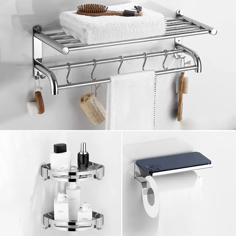 Modern Bathroom Accessory Kit Stainless Steel Bath Shelf Bathroom Set 4-Piece Set (Toilet Paper Holder) Clearhalo 'Bathroom Hardware Sets' 'Bathroom Hardware' 'Bathroom Remodel & Bathroom Fixtures' 'bathroom_hardware_sets' 'Home Improvement' 'home_improvement' 'home_improvement_bathroom_hardware_sets' 6778125