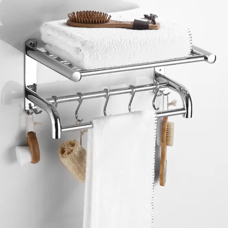 Modern Bathroom Accessory Kit Stainless Steel Bath Shelf Bathroom Set Towel Rack (16"L) Clearhalo 'Bathroom Hardware Sets' 'Bathroom Hardware' 'Bathroom Remodel & Bathroom Fixtures' 'bathroom_hardware_sets' 'Home Improvement' 'home_improvement' 'home_improvement_bathroom_hardware_sets' 6778134