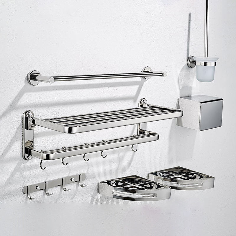 Modern Steel Bath Hardware Set Sliver Bathroom Accessory Kit Clearhalo 'Bathroom Hardware Sets' 'Bathroom Hardware' 'Bathroom Remodel & Bathroom Fixtures' 'bathroom_hardware_sets' 'Home Improvement' 'home_improvement' 'home_improvement_bathroom_hardware_sets' 6778197