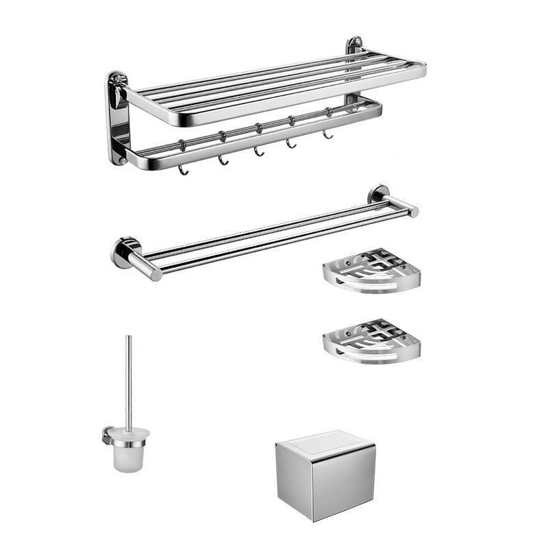 Modern Steel Bath Hardware Set Sliver Bathroom Accessory Kit 6-Piece Set Clearhalo 'Bathroom Hardware Sets' 'Bathroom Hardware' 'Bathroom Remodel & Bathroom Fixtures' 'bathroom_hardware_sets' 'Home Improvement' 'home_improvement' 'home_improvement_bathroom_hardware_sets' 6778210