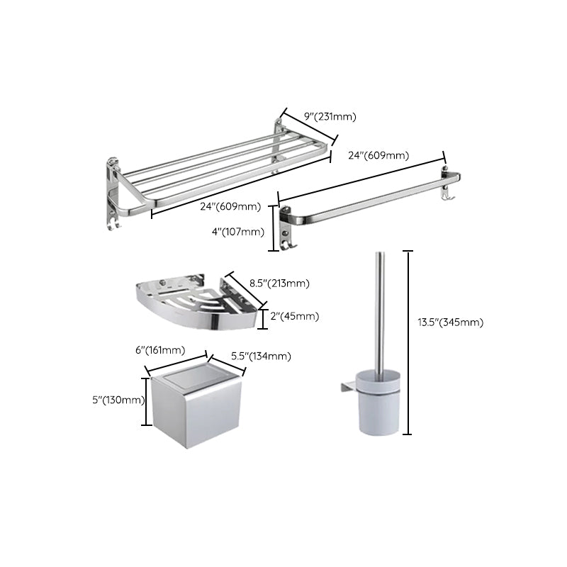 Modern Steel Bath Hardware Set Sliver Bathroom Accessory Kit Clearhalo 'Bathroom Hardware Sets' 'Bathroom Hardware' 'Bathroom Remodel & Bathroom Fixtures' 'bathroom_hardware_sets' 'Home Improvement' 'home_improvement' 'home_improvement_bathroom_hardware_sets' 6778215