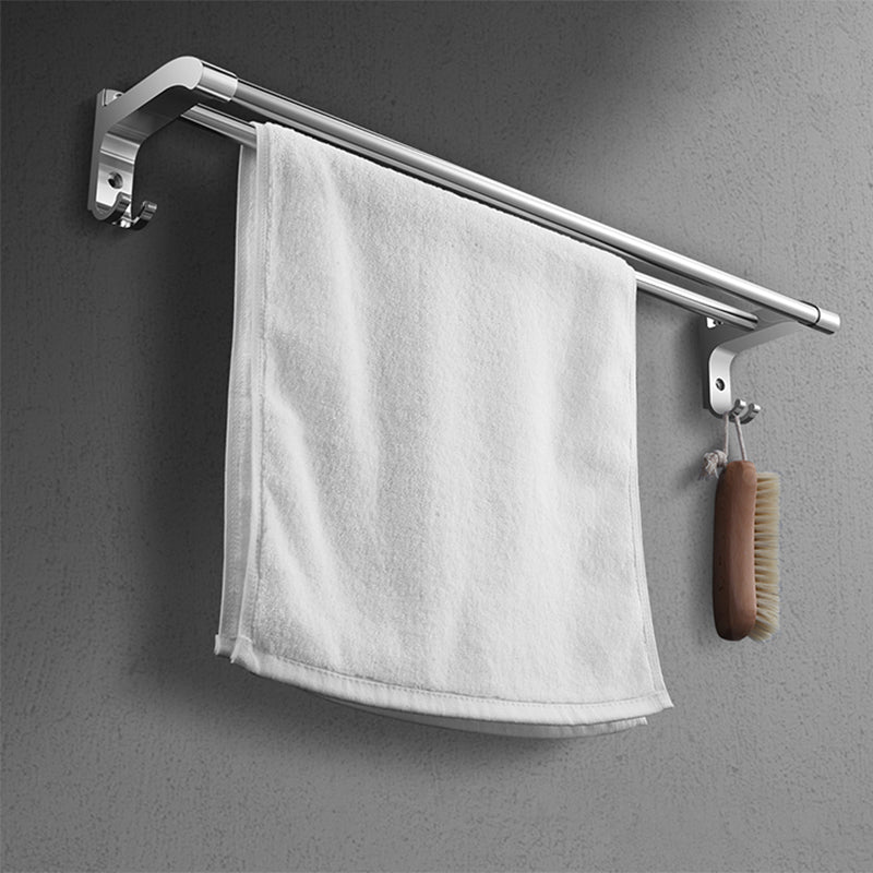 Modern Stainless Steel Bath Shelf Paper Holder Bath Hardware Set Towel Bar (Double Rods) Clearhalo 'Bathroom Hardware Sets' 'Bathroom Hardware' 'Bathroom Remodel & Bathroom Fixtures' 'bathroom_hardware_sets' 'Home Improvement' 'home_improvement' 'home_improvement_bathroom_hardware_sets' 6778220