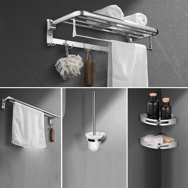 Modern Stainless Steel Bath Shelf Paper Holder Bath Hardware Set 5-Piece Set (Toilet Brush) Clearhalo 'Bathroom Hardware Sets' 'Bathroom Hardware' 'Bathroom Remodel & Bathroom Fixtures' 'bathroom_hardware_sets' 'Home Improvement' 'home_improvement' 'home_improvement_bathroom_hardware_sets' 6778229