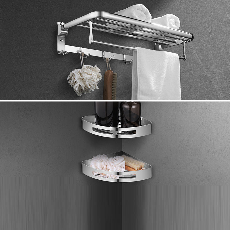 Modern Stainless Steel Bath Shelf Paper Holder Bath Hardware Set 3-Piece Set (Triangle Bath Shelf) Clearhalo 'Bathroom Hardware Sets' 'Bathroom Hardware' 'Bathroom Remodel & Bathroom Fixtures' 'bathroom_hardware_sets' 'Home Improvement' 'home_improvement' 'home_improvement_bathroom_hardware_sets' 6778236