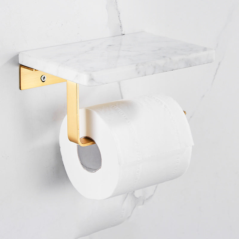 Marble & Brass Bath Hardware Set Golden Bathroom Accessory Kit Toilet Paper Holder Clearhalo 'Bathroom Hardware Sets' 'Bathroom Hardware' 'Bathroom Remodel & Bathroom Fixtures' 'bathroom_hardware_sets' 'Home Improvement' 'home_improvement' 'home_improvement_bathroom_hardware_sets' 6778240