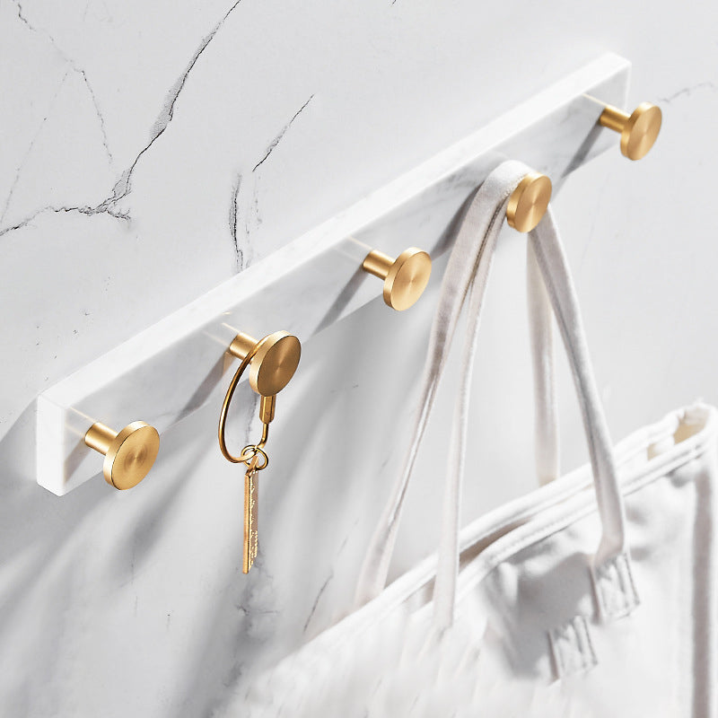 Marble & Brass Bath Hardware Set Golden Bathroom Accessory Kit Towel/Robe Hook (Row Hooks) Clearhalo 'Bathroom Hardware Sets' 'Bathroom Hardware' 'Bathroom Remodel & Bathroom Fixtures' 'bathroom_hardware_sets' 'Home Improvement' 'home_improvement' 'home_improvement_bathroom_hardware_sets' 6778255