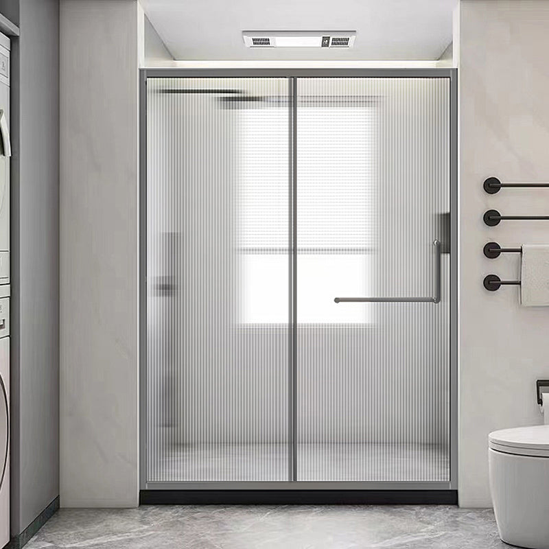 Glass and Metal Shower Door Simple Inline Black Shower Bath Door Left Fluted Glass Clearhalo 'Bathroom Remodel & Bathroom Fixtures' 'Home Improvement' 'home_improvement' 'home_improvement_shower_tub_doors' 'Shower and Tub Doors' 'shower_tub_doors' 'Showers & Bathtubs' 6778290