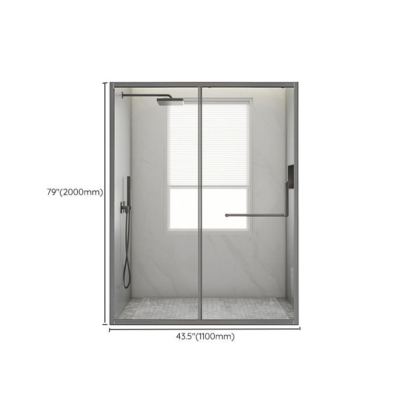 Glass and Metal Shower Door Simple Inline Black Shower Bath Door Clearhalo 'Bathroom Remodel & Bathroom Fixtures' 'Home Improvement' 'home_improvement' 'home_improvement_shower_tub_doors' 'Shower and Tub Doors' 'shower_tub_doors' 'Showers & Bathtubs' 6778299