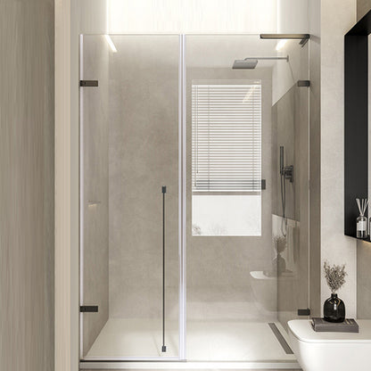 Transparent Glass Shower Door Simple One-line Hinged Shower Bath Door Left Clearhalo 'Bathroom Remodel & Bathroom Fixtures' 'Home Improvement' 'home_improvement' 'home_improvement_shower_tub_doors' 'Shower and Tub Doors' 'shower_tub_doors' 'Showers & Bathtubs' 6778470