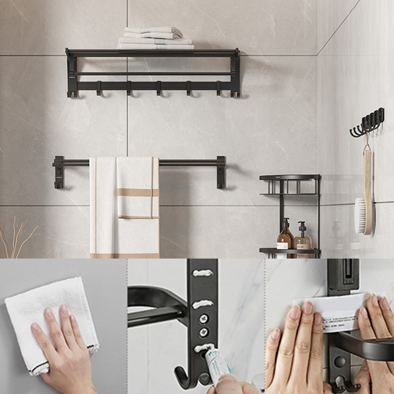 Contemporary Aluminum Bath Hardware Set Black Bathroom Accessory Kit Clearhalo 'Bathroom Hardware Sets' 'Bathroom Hardware' 'Bathroom Remodel & Bathroom Fixtures' 'bathroom_hardware_sets' 'Home Improvement' 'home_improvement' 'home_improvement_bathroom_hardware_sets' 6778500