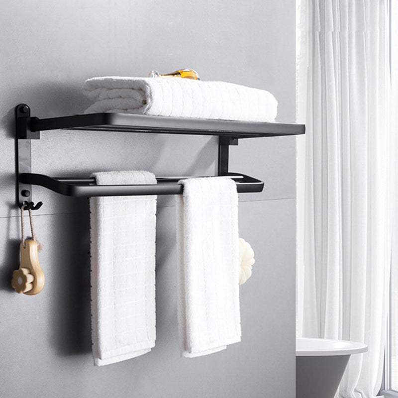 Contemporary 8-Piece Bathroom Hardware Set Matte Black Bath Shelf/Paper Holder/Robe Hooks Clearhalo 'Bathroom Hardware Sets' 'Bathroom Hardware' 'Bathroom Remodel & Bathroom Fixtures' 'bathroom_hardware_sets' 'Home Improvement' 'home_improvement' 'home_improvement_bathroom_hardware_sets' 6778508