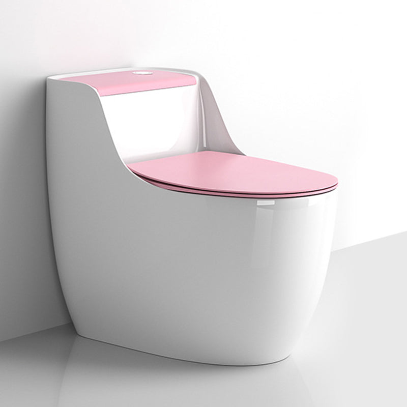 Modern Floor Mounted Ceramic Toilet One Piece Flush Toilet with Toilet Seat Pink/ White Clearhalo 'Bathroom Remodel & Bathroom Fixtures' 'Home Improvement' 'home_improvement' 'home_improvement_toilets' 'Toilets & Bidets' 'Toilets' 6778868