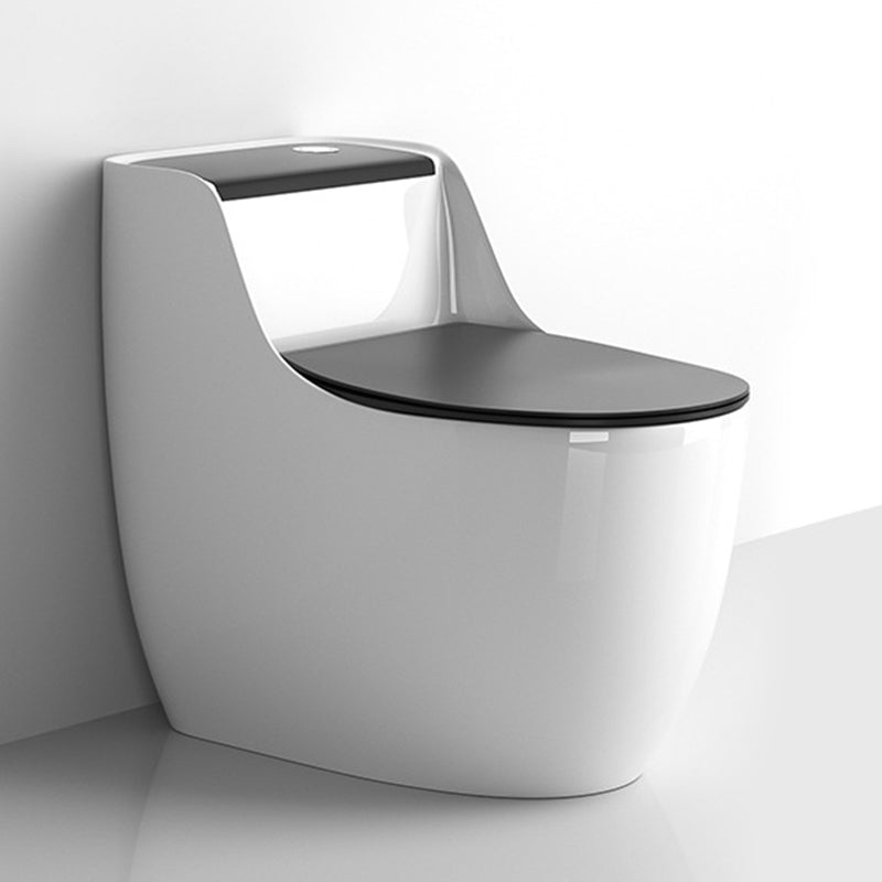 Modern Floor Mounted Ceramic Toilet One Piece Flush Toilet with Toilet Seat White/ Black Clearhalo 'Bathroom Remodel & Bathroom Fixtures' 'Home Improvement' 'home_improvement' 'home_improvement_toilets' 'Toilets & Bidets' 'Toilets' 6778869