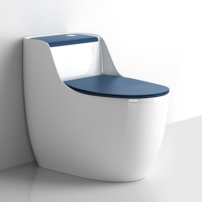 Modern Floor Mounted Ceramic Toilet One Piece Flush Toilet with Toilet Seat Blue/ White Clearhalo 'Bathroom Remodel & Bathroom Fixtures' 'Home Improvement' 'home_improvement' 'home_improvement_toilets' 'Toilets & Bidets' 'Toilets' 6778872