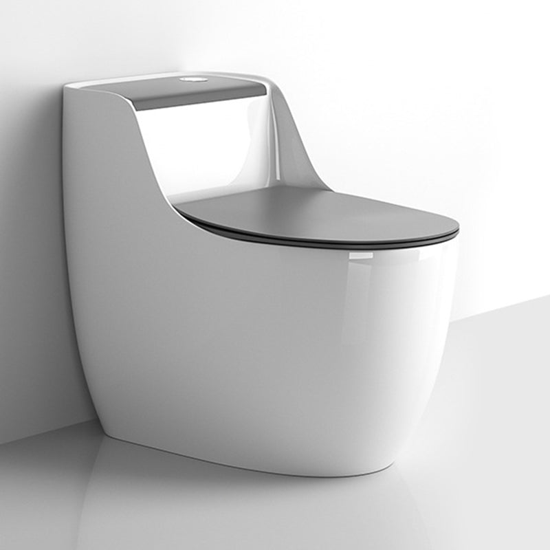 Modern Floor Mounted Ceramic Toilet One Piece Flush Toilet with Toilet Seat White/ Gray Clearhalo 'Bathroom Remodel & Bathroom Fixtures' 'Home Improvement' 'home_improvement' 'home_improvement_toilets' 'Toilets & Bidets' 'Toilets' 6778879