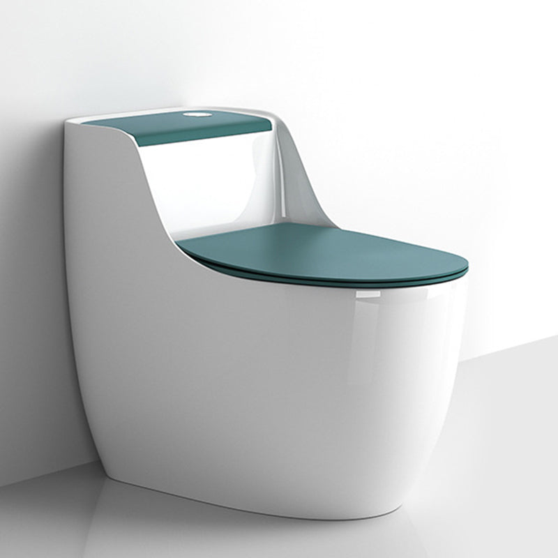 Modern Floor Mounted Ceramic Toilet One Piece Flush Toilet with Toilet Seat White/ Green Clearhalo 'Bathroom Remodel & Bathroom Fixtures' 'Home Improvement' 'home_improvement' 'home_improvement_toilets' 'Toilets & Bidets' 'Toilets' 6778881