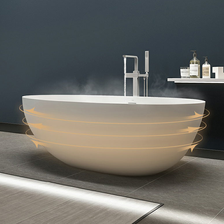 Modern Stone Freestanding Bathtub White Soaking Bathtub for Bathroom 59"L x 30"W x 21"H Oval Clearhalo 'Bathroom Remodel & Bathroom Fixtures' 'Bathtubs' 'Home Improvement' 'home_improvement' 'home_improvement_bathtubs' 'Showers & Bathtubs' 6782257