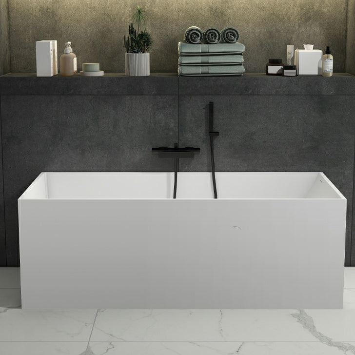 Stone Soaking Rectangular Bathtub Antique Finish Back to Wall Bath Tub White 67"L x 28"W x 22"H Clearhalo 'Bathroom Remodel & Bathroom Fixtures' 'Bathtubs' 'Home Improvement' 'home_improvement' 'home_improvement_bathtubs' 'Showers & Bathtubs' 6782335