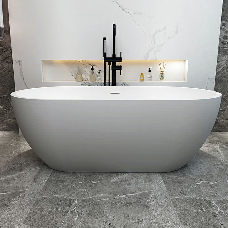 Stone Soaking Oval Bathtub Antique Finish Freestanding Bath Tub White Clearhalo 'Bathroom Remodel & Bathroom Fixtures' 'Bathtubs' 'Home Improvement' 'home_improvement' 'home_improvement_bathtubs' 'Showers & Bathtubs' 6782443