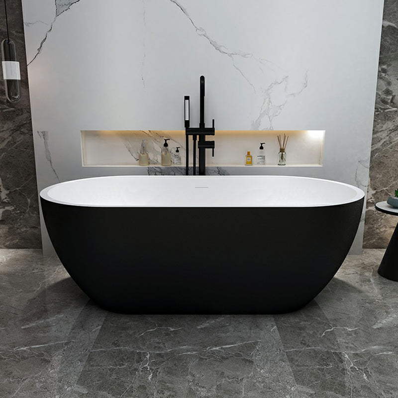 Stone Soaking Oval Bathtub Antique Finish Freestanding Bath Tub Black White Clearhalo 'Bathroom Remodel & Bathroom Fixtures' 'Bathtubs' 'Home Improvement' 'home_improvement' 'home_improvement_bathtubs' 'Showers & Bathtubs' 6782444