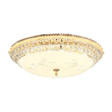 Dome White Glass Ceiling Light Modern LED Gold Flush Mount Lighting Fixture with Crystal Accent, 12"/16"/19.5" W Clearhalo 'Ceiling Lights' 'Close To Ceiling Lights' 'Close to ceiling' 'Flush mount' Lighting' 678275