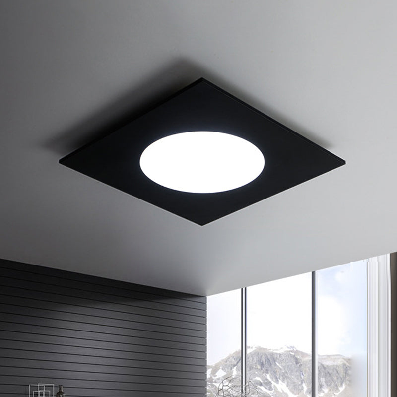 Metallic Squared Flush Mount Fixture Minimalist White/Black LED Ceiling Flush in White/Warm Light Black Clearhalo 'Ceiling Lights' 'Close To Ceiling Lights' 'Close to ceiling' 'Flush mount' Lighting' 678410