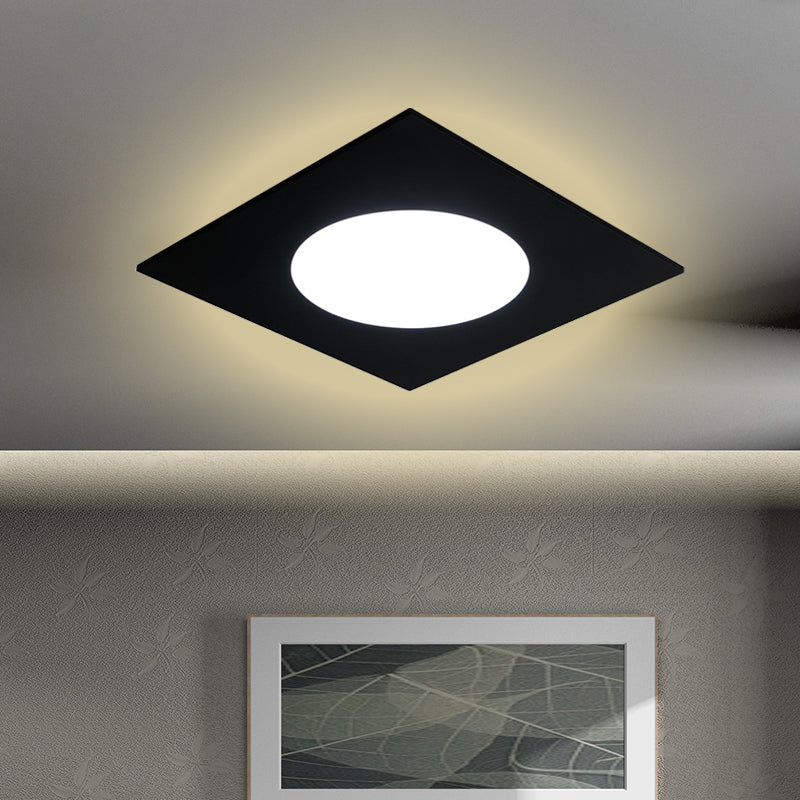 Metallic Squared Flush Mount Fixture Minimalist White/Black LED Ceiling Flush in White/Warm Light Clearhalo 'Ceiling Lights' 'Close To Ceiling Lights' 'Close to ceiling' 'Flush mount' Lighting' 678411