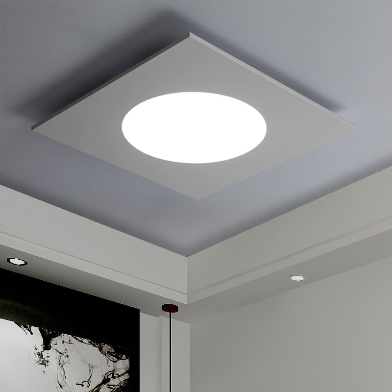 Metallic Squared Flush Mount Fixture Minimalist White/Black LED Ceiling Flush in White/Warm Light White Clearhalo 'Ceiling Lights' 'Close To Ceiling Lights' 'Close to ceiling' 'Flush mount' Lighting' 678415