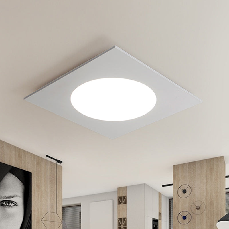 Metallic Squared Flush Mount Fixture Minimalist White/Black LED Ceiling Flush in White/Warm Light Clearhalo 'Ceiling Lights' 'Close To Ceiling Lights' 'Close to ceiling' 'Flush mount' Lighting' 678416