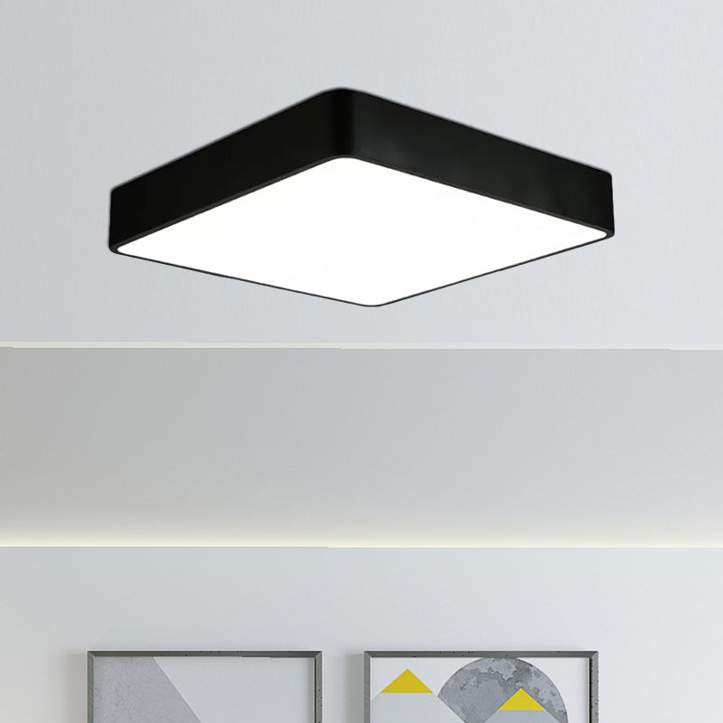 White/Black Square Flush Mount Modern 14"/18"/23.5" Wide Led Metal Flush Mount Light Fixture for Living Room Clearhalo 'Ceiling Lights' 'Close To Ceiling Lights' 'Close to ceiling' 'Flush mount' Lighting' 678446