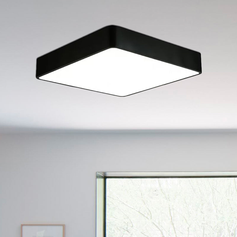 White/Black Square Flush Mount Modern 14"/18"/23.5" Wide Led Metal Flush Mount Light Fixture for Living Room Clearhalo 'Ceiling Lights' 'Close To Ceiling Lights' 'Close to ceiling' 'Flush mount' Lighting' 678447