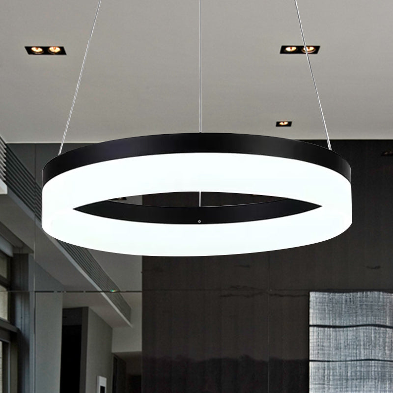 Round Chandelier Pendant Modern Acrylic LED 1/2/3-Light Black/White/Gold Ceiling Light Fixture in Warm/White Light Clearhalo 'Ceiling Lights' 'Chandeliers' 'Modern Chandeliers' 'Modern' Lighting' 678477