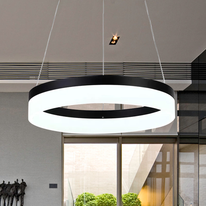 Round Chandelier Pendant Modern Acrylic LED 1/2/3-Light Black/White/Gold Ceiling Light Fixture in Warm/White Light Clearhalo 'Ceiling Lights' 'Chandeliers' 'Modern Chandeliers' 'Modern' Lighting' 678478