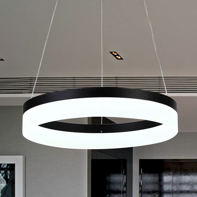 Round Chandelier Pendant Modern Acrylic LED 1/2/3-Light Black/White/Gold Ceiling Light Fixture in Warm/White Light Clearhalo 'Ceiling Lights' 'Chandeliers' 'Modern Chandeliers' 'Modern' Lighting' 678479