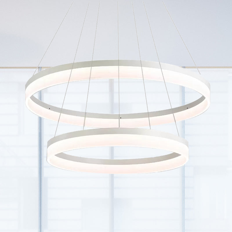 Round Chandelier Pendant Modern Acrylic LED 1/2/3-Light Black/White/Gold Ceiling Light Fixture in Warm/White Light Clearhalo 'Ceiling Lights' 'Chandeliers' 'Modern Chandeliers' 'Modern' Lighting' 678482