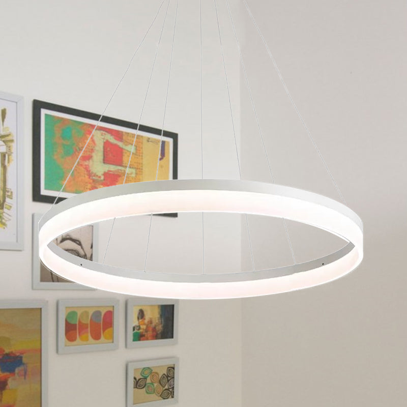 Round Chandelier Pendant Modern Acrylic LED 1/2/3-Light Black/White/Gold Ceiling Light Fixture in Warm/White Light Clearhalo 'Ceiling Lights' 'Chandeliers' 'Modern Chandeliers' 'Modern' Lighting' 678484