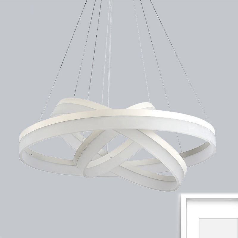 Round Chandelier Pendant Modern Acrylic LED 1/2/3-Light Black/White/Gold Ceiling Light Fixture in Warm/White Light Clearhalo 'Ceiling Lights' 'Chandeliers' 'Modern Chandeliers' 'Modern' Lighting' 678486