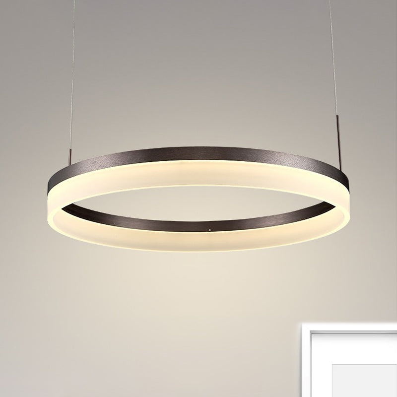 Round Chandelier Pendant Modern Acrylic LED 1/2/3-Light Black/White/Gold Ceiling Light Fixture in Warm/White Light Clearhalo 'Ceiling Lights' 'Chandeliers' 'Modern Chandeliers' 'Modern' Lighting' 678493