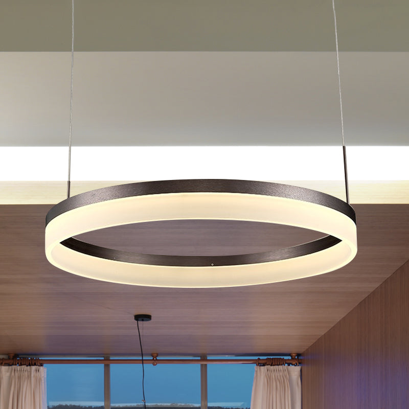 Round Chandelier Pendant Modern Acrylic LED 1/2/3-Light Black/White/Gold Ceiling Light Fixture in Warm/White Light Clearhalo 'Ceiling Lights' 'Chandeliers' 'Modern Chandeliers' 'Modern' Lighting' 678495